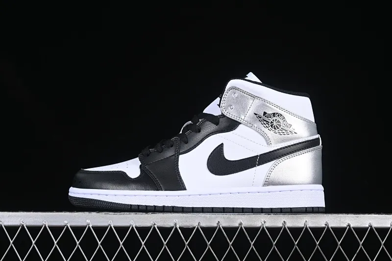 All categories Air Jordan Jordan series basketball shoes Air Jordan 1 Mid Air Jordan 1 Mid AJ1 Joe 1 black and white silver mid-top cultural and casual sneakers DQ8423-103